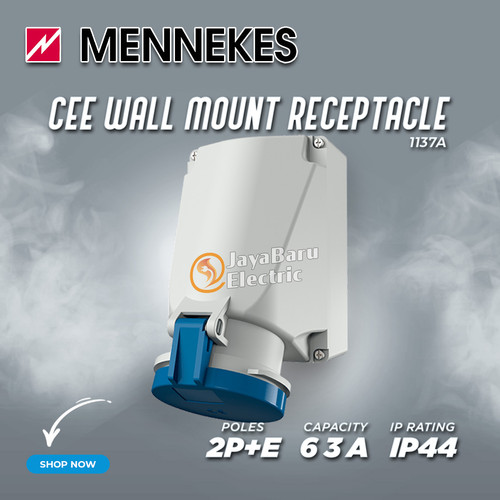 MENNEKES Wall Mount Socket Receptacle 2P+E / 3 Pin 63A IP44