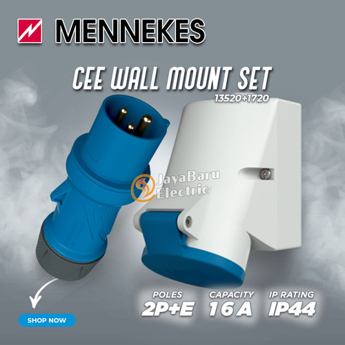 MENNEKES Plug Wall Mount Socket Receptacle Set 2P+E / 3 Pin 16A IP44