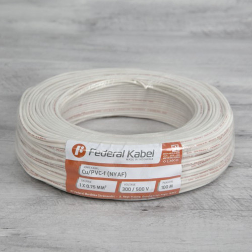 Kabel Listrik Serabut FEDERAL KABEL NYAF 1x0.75 1x0,75 100m Roll