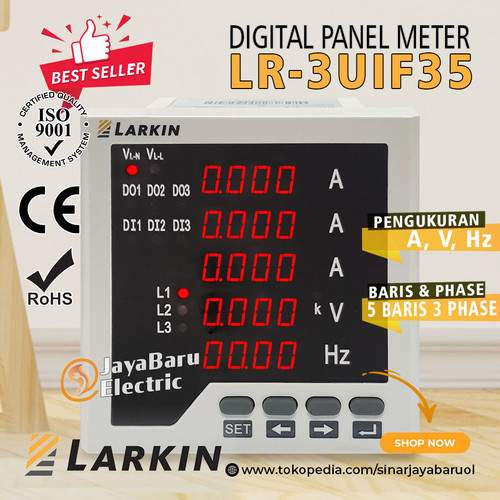 Power Multi Ampere Volt HZ Meter Digital 3Phase 5Row LARKIN LR-3UIF35