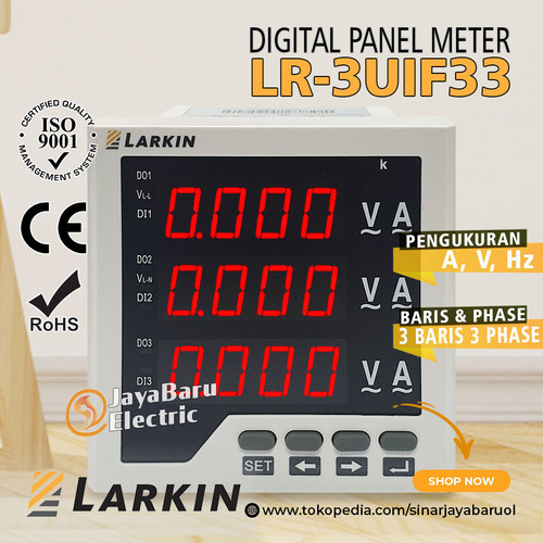 Power Multi Ampere Volt HZ Meter Digital 3 Phase LARKIN LR-3UIF33