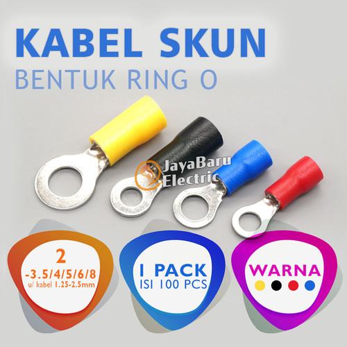 Skun Scun Kabel Ring O Isolasi 2-3.5 2-4 2-5 2-6 2-8 2.5mm 2.5