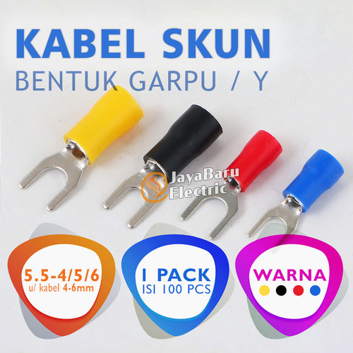 Skun Scun Kabel Y Garpu Dengan Isolasi Terminal 5.5-4 5.5-5 5.5-6 6mm