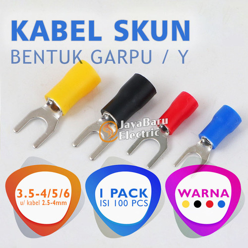 Skun Scun Kabel Y Garpu Dengan Isolasi Terminal 3.5-4 3.5-5 3.5-6 4mm