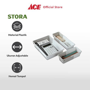 Ace Stora Set 3 Pcs Organizer Laci Adjustable - Putih/Abu-Abu