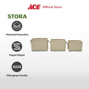 Ace Stora Set 3 Pcs Keranjang Penyimpanan Fabric - Krem Beige