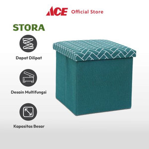 Ace Stora 38X38 cm Bangku Ottoman Lipat Brick - Hijau