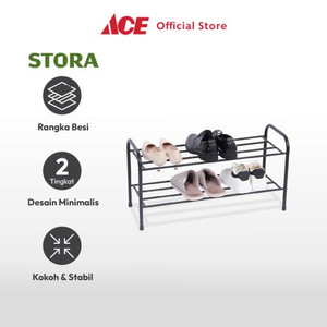 Ace Stora 72X28X37 cm Rak Sepatu 2 Tingkat - Hitam