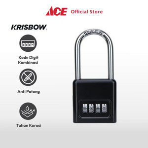 Ace Krisbow Gembok 4 Angka Kombinasi Long Shackle - Hitam