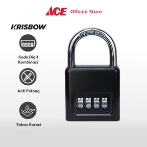 Ace Krisbow Gembok 4 Angka Kombinasi Short Shackle - Hitam