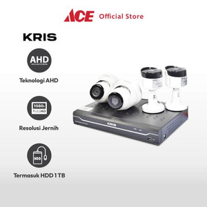 Ace Kris Set 4 Pcs Kamera Cctv Ahd 2Mp 8 Channel Dengan Dvr & Hdd 1Tb