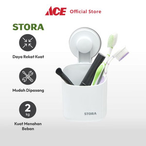 Ace Stora Tempat Sikat Gigi Dengan Suction Cup - Putih