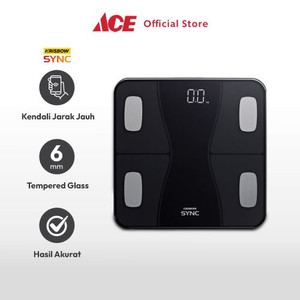 Ace Krisbow Sync Timbangan Badan Digital Smart 180 Kg - Hitam