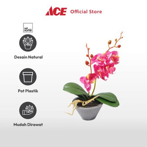 Ace Arthome Bunga Artifisial Orchid 1 Stem Dengan Pot - Ungu