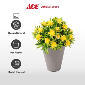 Ace Arthome Bunga Artifisial Grass Dengan Pot Gardenia - Kuning