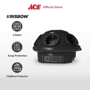 Ace Krisbow Stop Kontak Ufo 6 Soket Dengan 4 Port Usb A & C