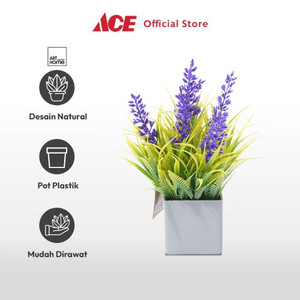 Ace Arthome Tanaman Artifisial Grass Lavender Potted - Biru