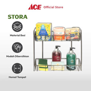 Ace - Stora Rak Kamar Mandi Chrome 2 Tingkat - Hitam