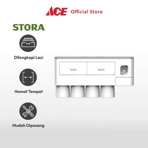 Ace - Stora Tempat Sikat Gigi Dengan 4 Gelas &  2 Laci Penyimpanan