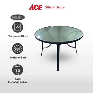 Ace - Soleil Meja Teras Kaca Round - Hitam