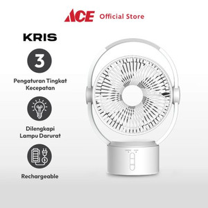 Ace - Kris 9 Inci Kipas Angin Rechargeable - Putih