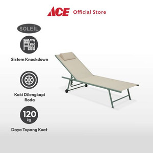 Ace - Soleil Kursi Pantai 5 Posisi Dengan Bantal & Roda - Putih Ivory