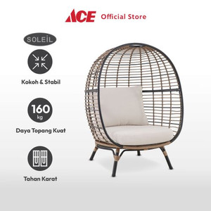 Ace - Soleil Cocoon Kursi Teras Dengan Cushion Wicker Egg - Putih