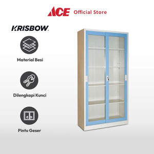 Ace - Krisbow Lemari Kantor Pintu Kaca Geser - Biru