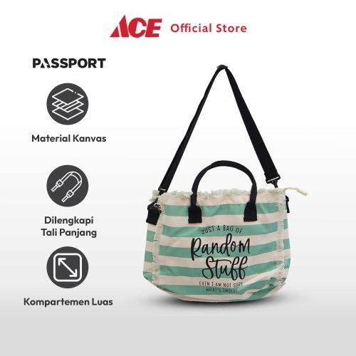 Ace - Passport Tas Bahu Kanvas Stripe - Hijau