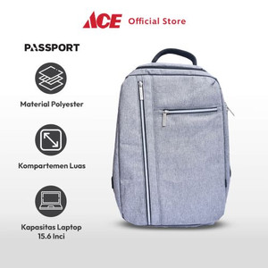 Ace - Passport Kitto Tas Ransel 4 Zipper - Abu-Abu