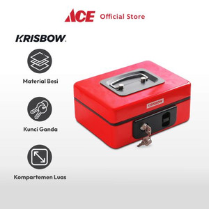 Ace - Krisbow 20x15x9 Cm Cash Box Double Lock - Merah