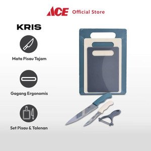 Ace Kris Set 6 Pcs Pisau Dapur & Talenan - Biru