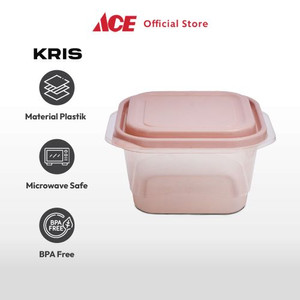 Ace - Kris 1 Ltr Set 5 Pcs Milly Wadah Makanan Square - Pink Coral