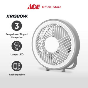 Ace - Krisbow 6 Inci Kipas Angin Dengan Lampu Darurat - Abu-Abu