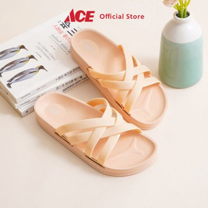 Ace - Ataru Ukuran 38 Sandal Wanita Double Cross Strap - Krem Beige