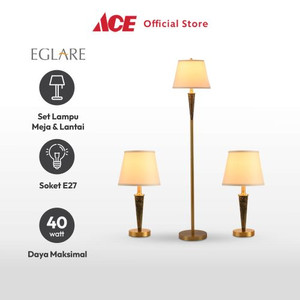 Ace - Eglare Set 3 Pcs Cassie Lampu Meja & Lampu Lantai Marble - Brass