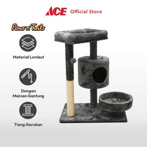 Ace - Paws N Tail 60x40x77 Cm Pohon Bermain Kuncing Medium - Abu-Abu