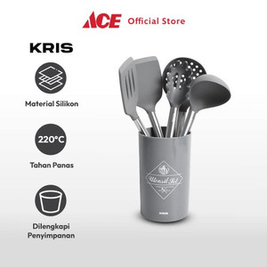 Ace - Kris Set 6 Pcs Alat Masak Dengan Holder - Abu-Abu