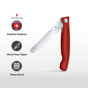 Ace Victorinox 11 cm Swiss Classic Pisau Paring Gerigi Lipat - Merah