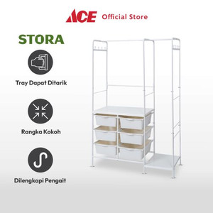 Ace - Stora Gantungan Pakaian Dengan 6 Tray Plastik