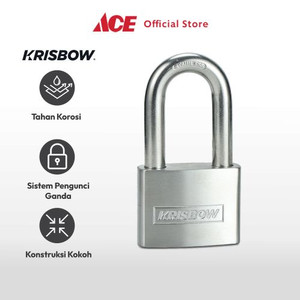 Ace - Krisbow 6 Cm Gembok Stainless Steel Long Shackle - Silver