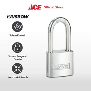 Ace - Krisbow 4 Cm Gembok Stainless Steel Long Shackle - Silver