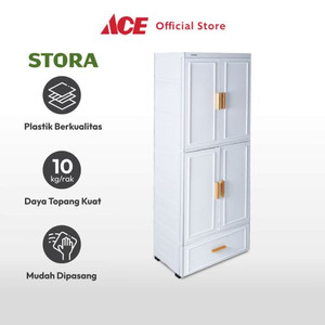 Ace - Stora Nordic Lemari Dengan Laci Penyimpanan - Putih