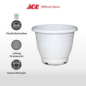 Ace - Clover 41 Cm Pot Tanaman Round Basic - Putih