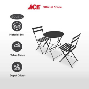 Ace - Soleil Lucio Bistro Set Kursi & Meja Teras Lipat - Hitam