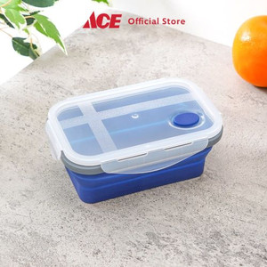 Ace - Ataru 500 Ml Kotak Makanan Silikon - Abu-Abu/Biru Navy