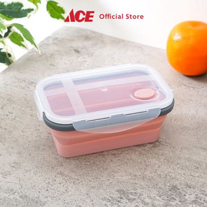 Ace - Ataru 500 Ml Wadah Makanan Silikon - Abu-Abu/Pink