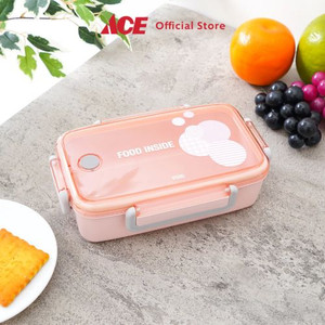 Ace - Ataru 900 Ml Simple Kotak Makan Dengan Clip - Pink