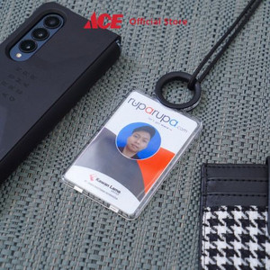 Ace - Ataru Holder Id Card Clear Dengan Ring Clip - Hitam