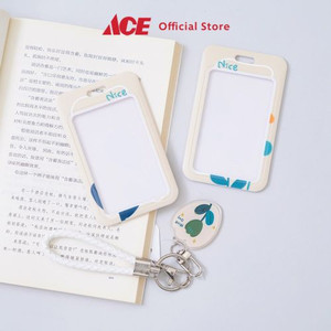 Ace Ataru Holder Id Card Flower Charm Dengan Pu Strap Random